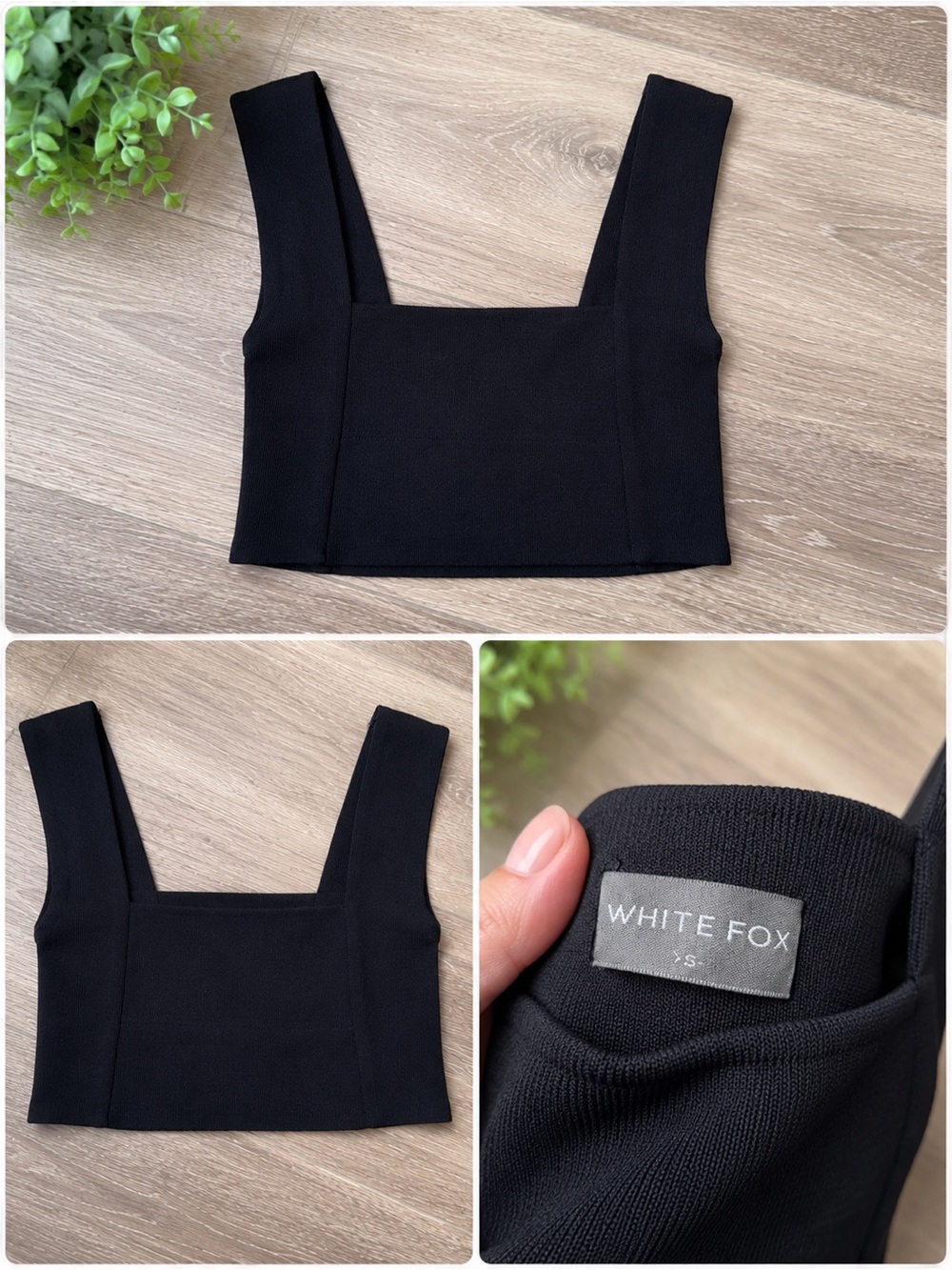 White Fox Boutique Black Square-Neck Crop Top